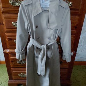 New Condition 1960s Womens London Fog Maincoat Full Length Belted Trench Coat